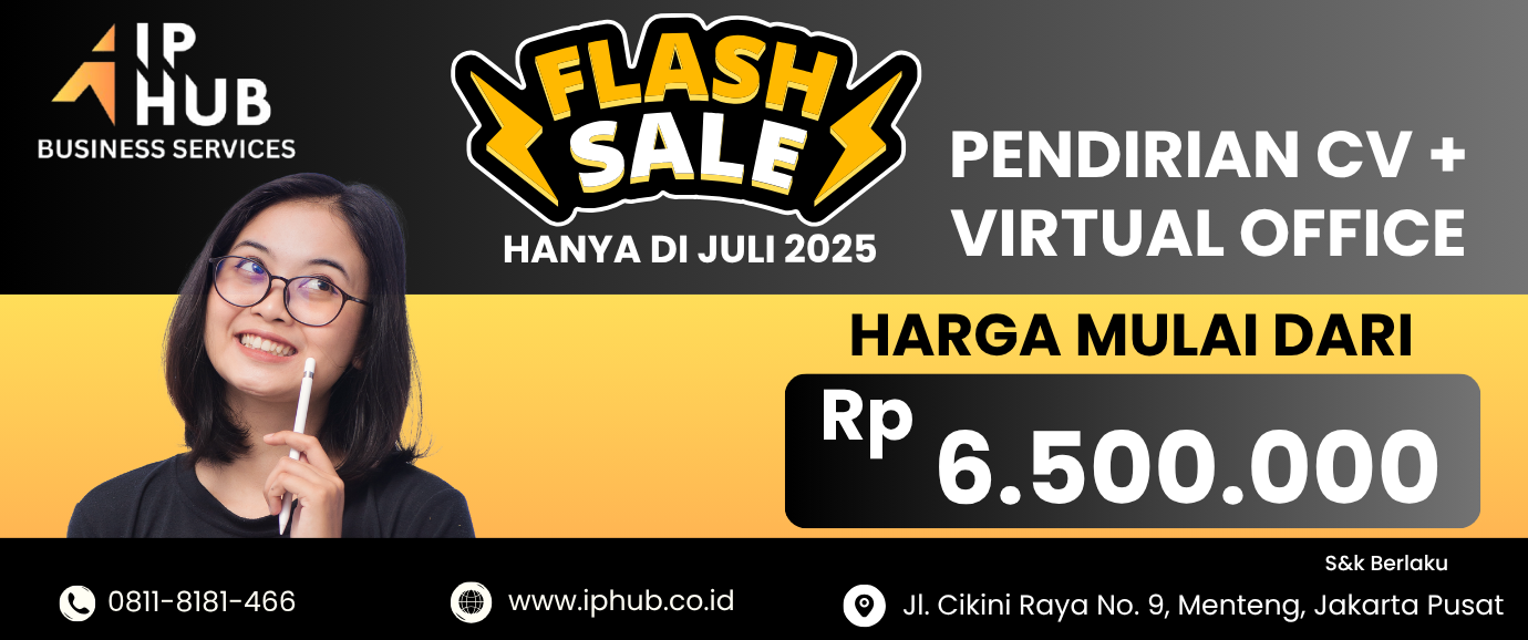 <p>SPECIAL JULY FLASH SALE</p><p>Get special pricing in July for Corporate Establishment (CV) + Virtual Office.</p><p>Let's start building your business by choosing the right Consulting Services.</p><p>IPHub is offering special pricing for you only in July.</p><p>Consult now before the promotion ends.</p><p>This promotion is valid until July 31, 2025</p>